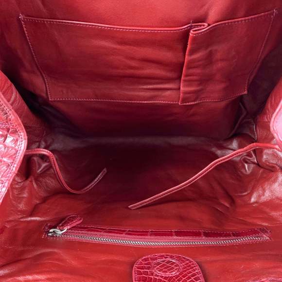 GENUINE CROCODILE SKIN Burgundy Crocodile Tote Handbag - Picture 5 of 5